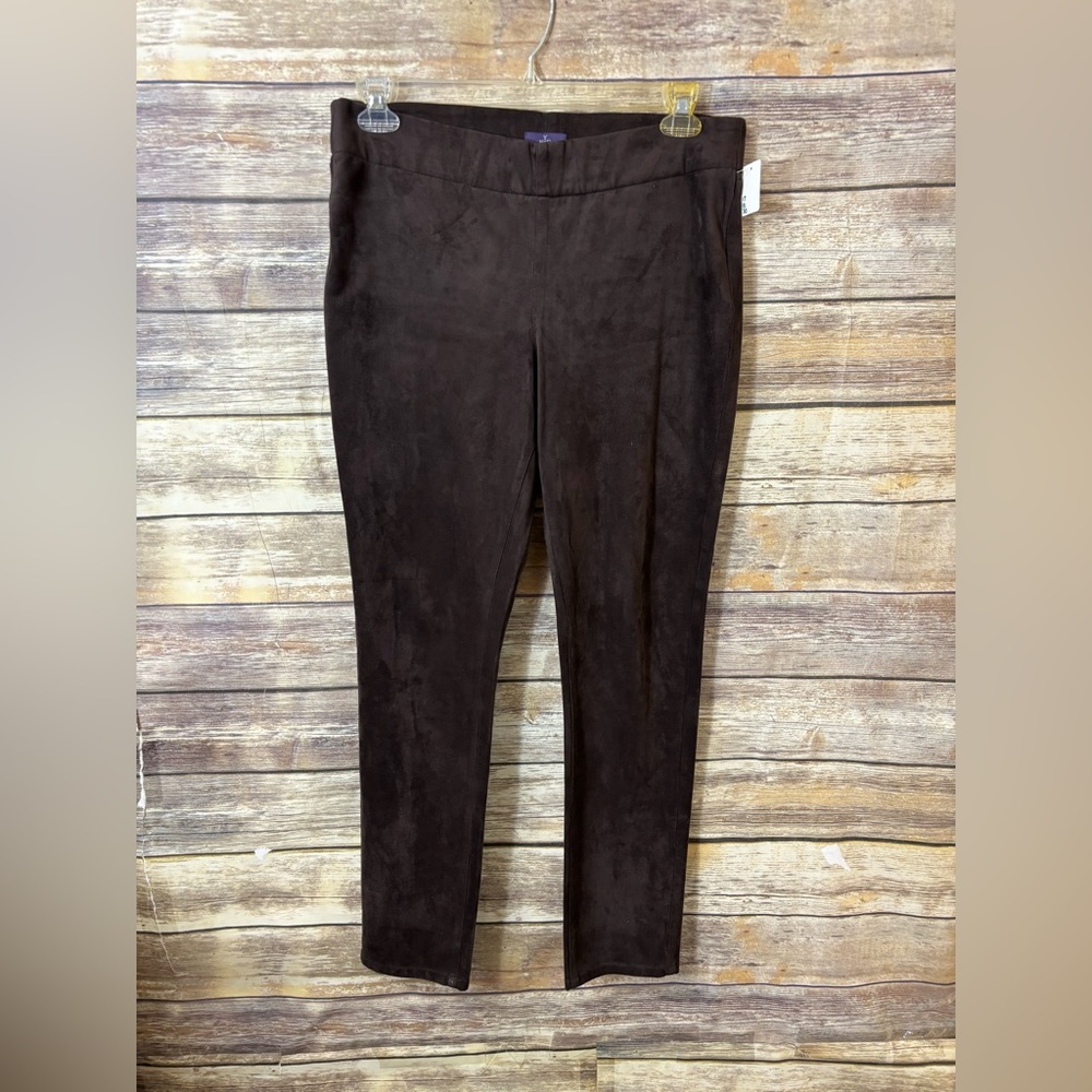 NYDJ Faux Suede Leggings Brown 10 Pull‎ On Skinny Stretch - Picture 2 of 5